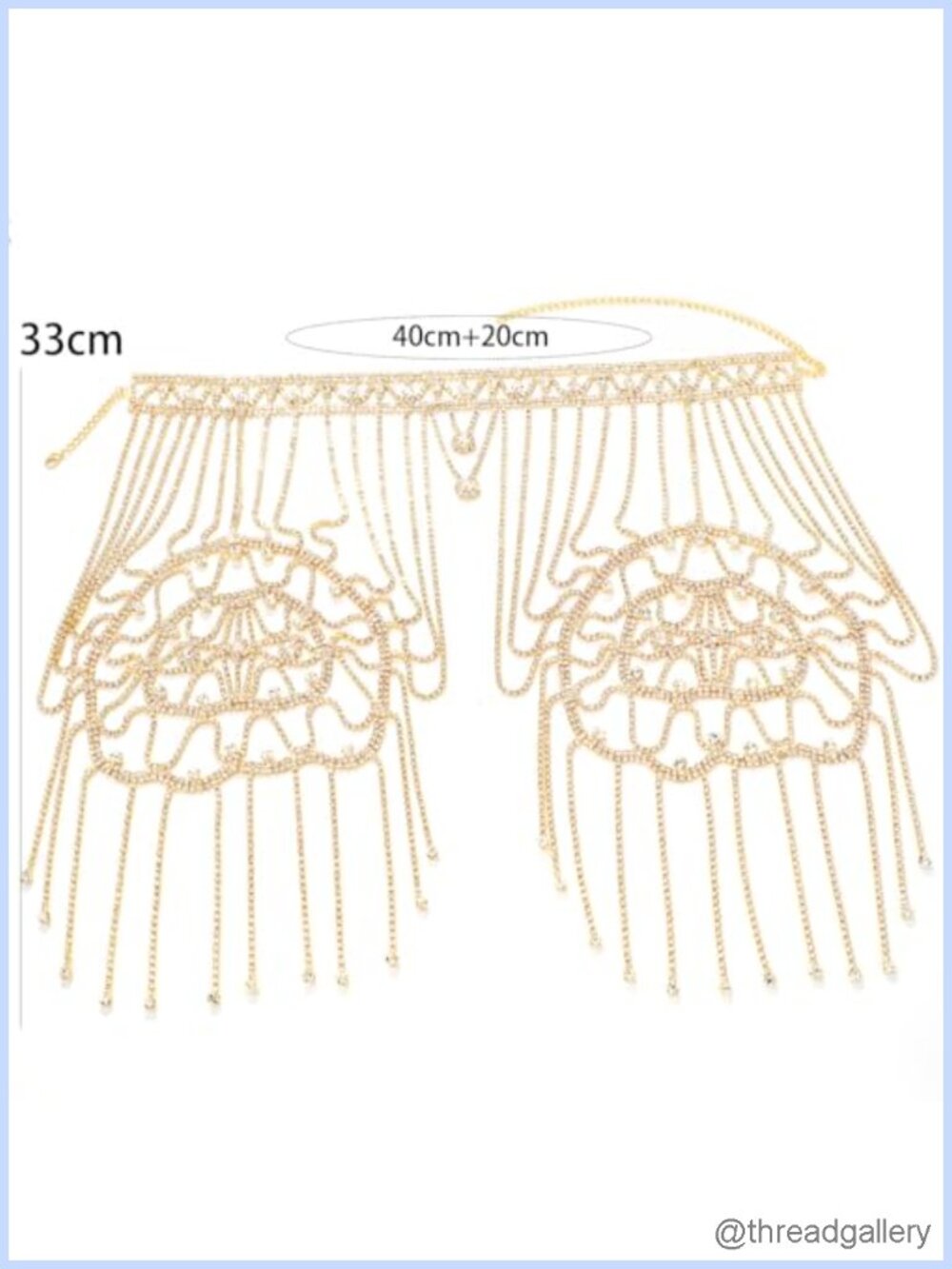 Rhinestone Crystal Shoulder Necklace Body Chain Harness Bridal Wedding Jewelry - Picture 4 of 6